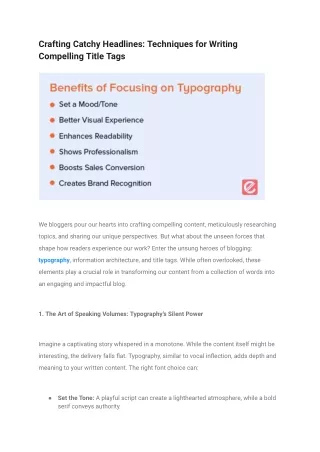 Crafting Catchy Headlines_ Techniques for Writing Compelling Title Tags