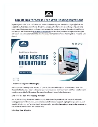 Top 10 Tips for Stress Free Web Hosting Migrations