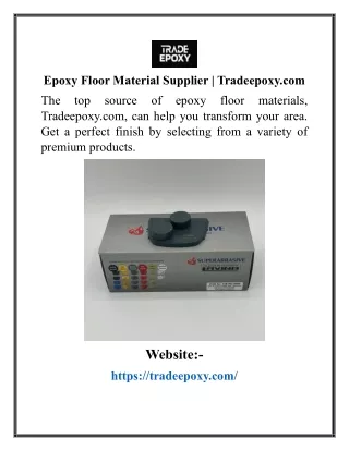 Epoxy Floor Material Supplier  Tradeepoxy