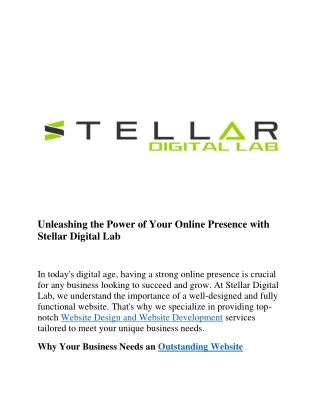 Unleashing the Power of Your Online Presence with Stellar Digital Lab