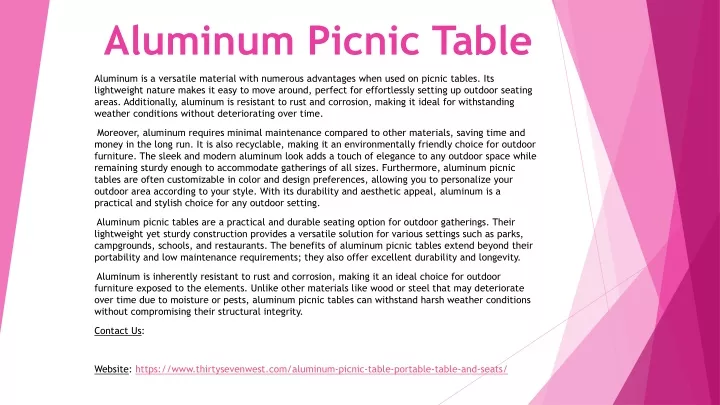 aluminum picnic table