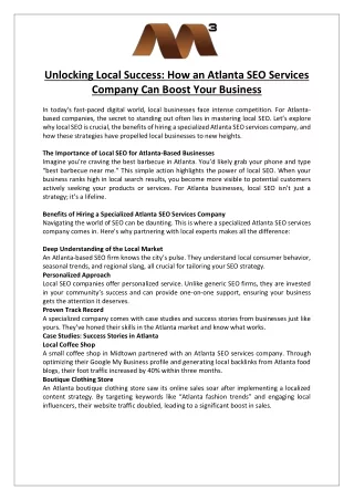 Unlocking Local Success- How an Atlanta SEO Services Company Can Boost Your Business