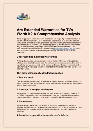 Ensure TV Longevity with Extended Warranty Services  Extend the life of your TV