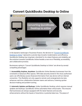 Convert QuickBooks Desktop to Online