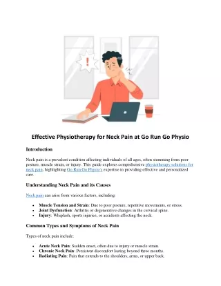 Effective Physiotherapy for Neck Pain at Go Run Go Physio