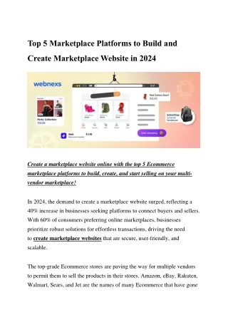 Top 5 Marketplace Platforms to Build and Create Marketplace Website in 2024