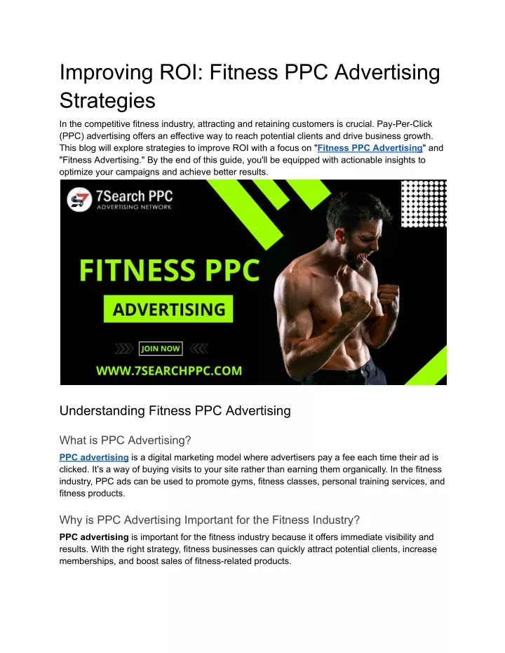 improving roi fitness ppc advertising strategies