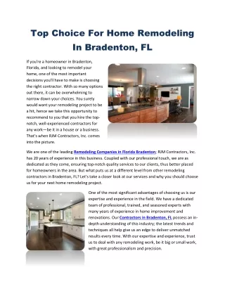 Top Choice For Home Remodeling In Bradenton, FL