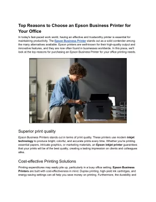 Choose an Epson Business Printer for Your Office