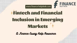Fintech and Financial Inclusion in Emerging Markets A Finance Essay Help Resource
