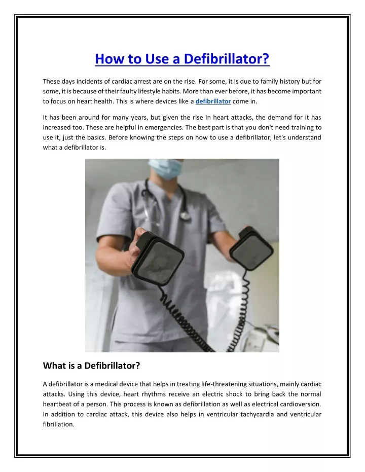 how to use a defibrillator