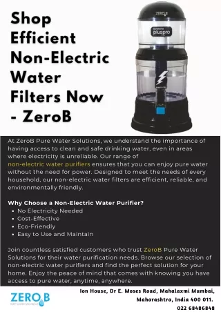 Shop Efficient Non-Electric Water Filters Now - ZeroB