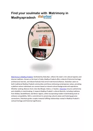 Matrimony in Madhyapradesh