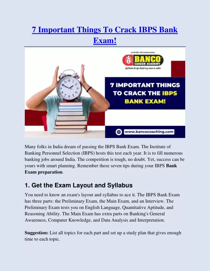 7 important things to crack ibps bank exam