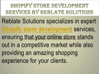 Shopify Store Development Services