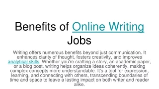 benefits of online writing jobs