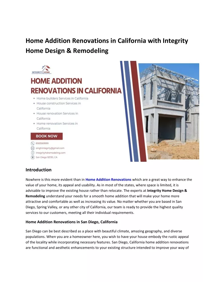 home addition renovations in california with