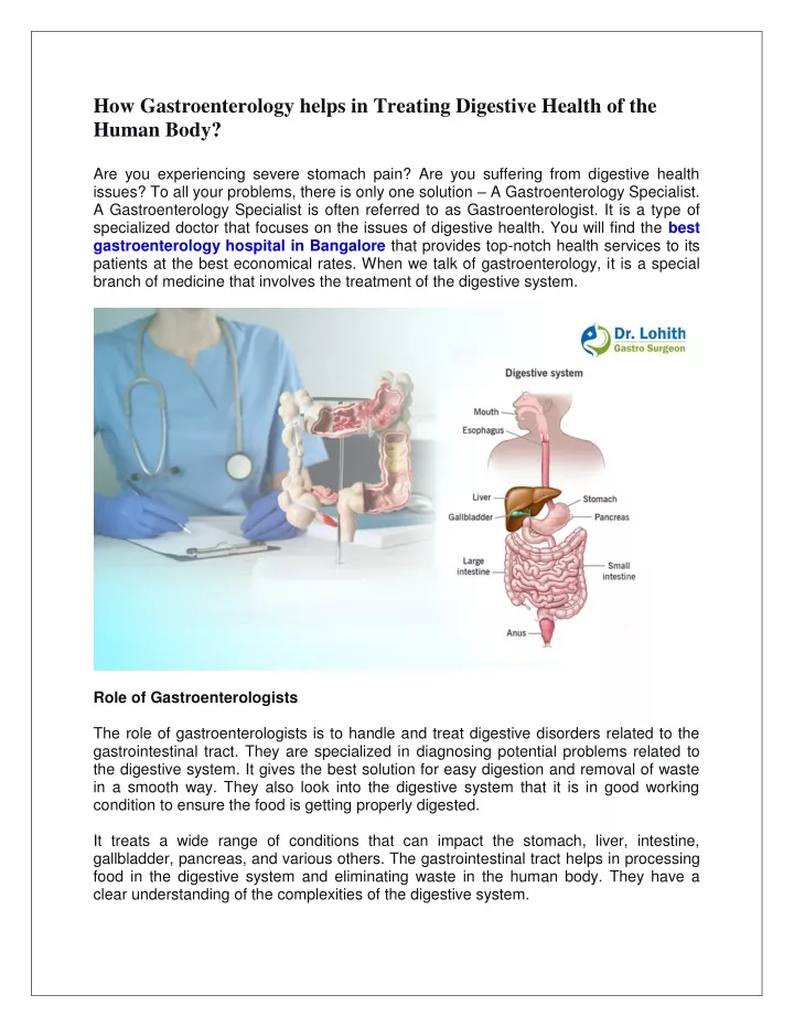 how gastroenterology helps in treating digestive