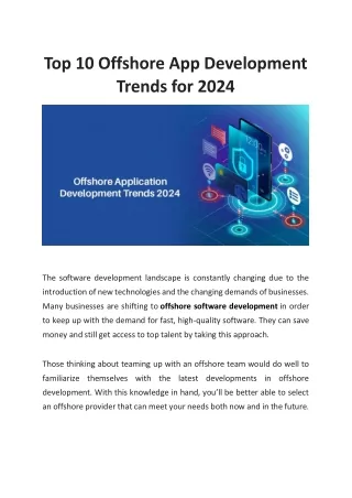 Top 10 Offshore App Development Trends for 2024