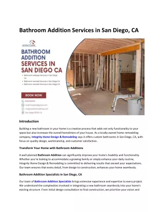 bathroom addition services in san diego ca