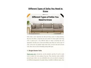 Different Types of Sofas You Need to Know