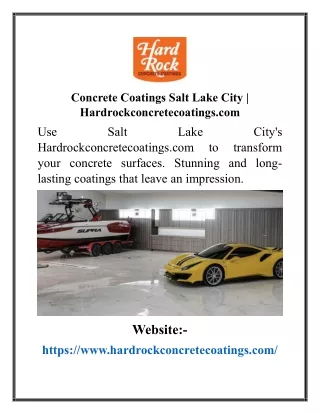 Concrete Coatings Salt Lake City  Hardrockconcretecoatings