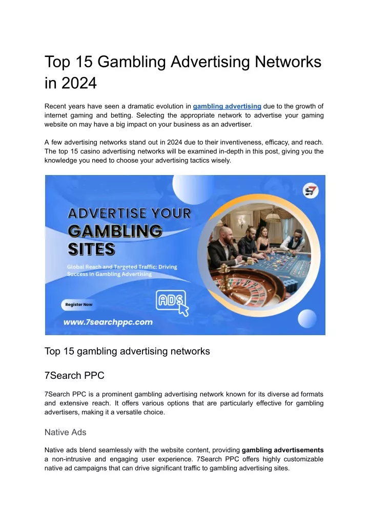 top 15 gambling advertising networks in 2024