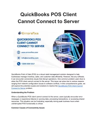 QuickBooks POS Client Cannot Connect to Server