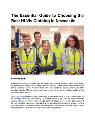 Essential Guide to Choosing the Best Hi-Vis Clothing in Newcastle