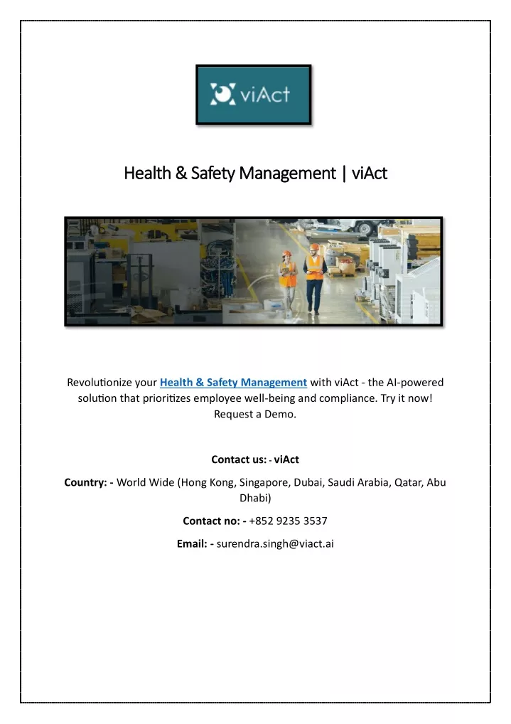 health safety management viact health safety