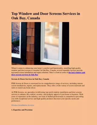 Top Window and Door Screens Services in Oak Bay