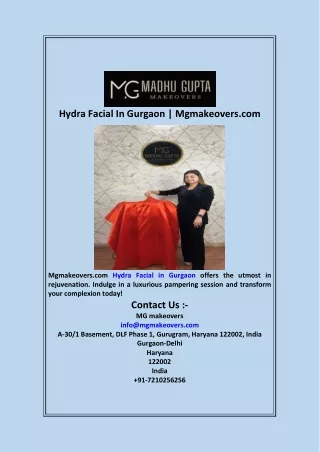 hydra facial in gurgaon mgmakeovers com