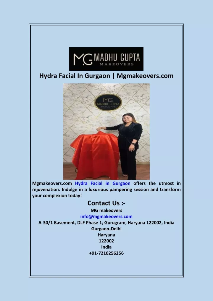 hydra facial in gurgaon mgmakeovers com