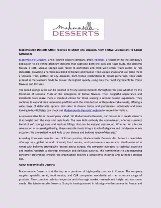 Mademoiselle Desserts Offers Rolletjes to Match Any Occasion, from Festive Celebrations to Casual Gatherings