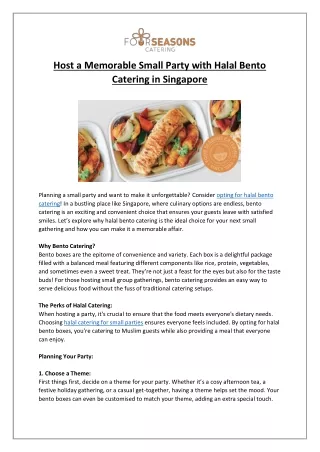 Halal Bento Catering in Singapore - Perfect for Small Parties!