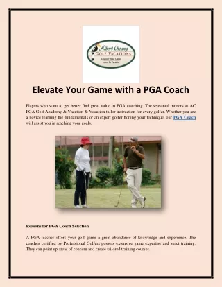 Elevate Your Game with a PGA Coach