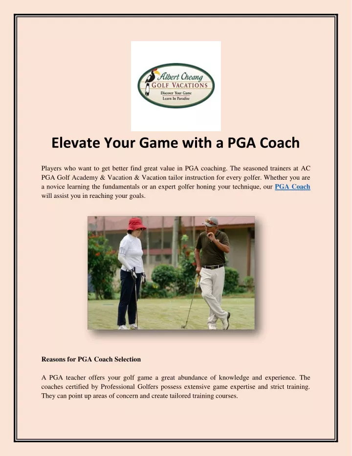 elevate your game with a pga coach