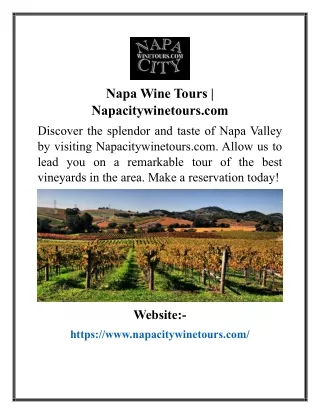 Napa Wine Tours Napacitywinetours