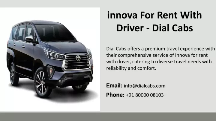 innova for rent with driver dial cabs