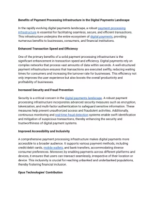 Benefits of Payment Processing Infrastructure in the Digital Payments Landscape