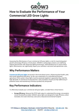 How to Evaluate the Performance of Your Commercial LED Grow Lights