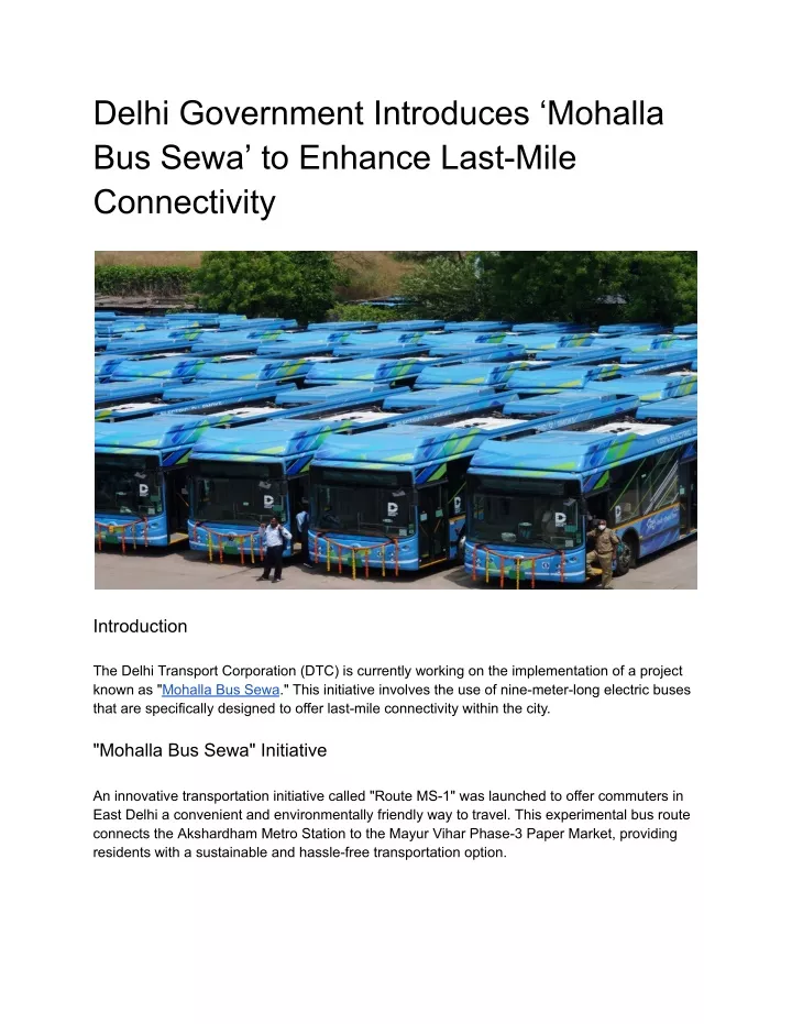 delhi government introduces mohalla bus sewa