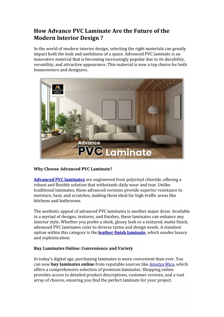 how advance pvc laminate are the future