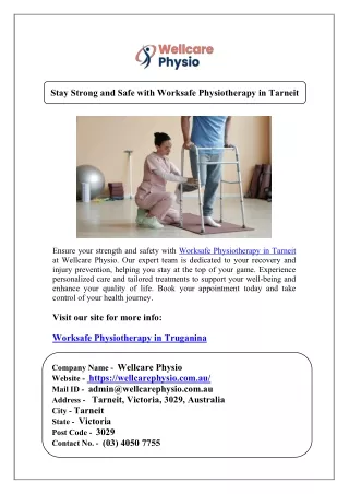 Stay Strong and Safe with Worksafe Physiotherapy in Tarneit