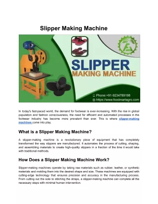 Slipper Making Machine