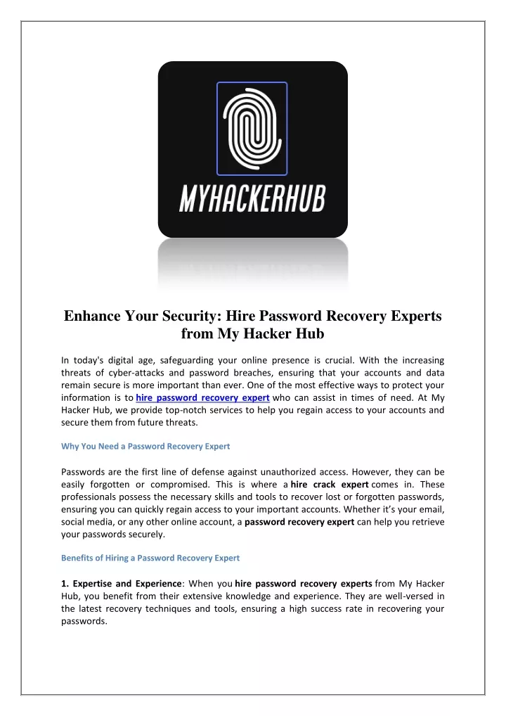 enhance your security hire password recovery
