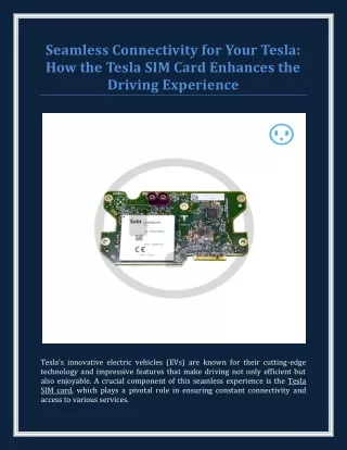 Seamless Connectivity for Your Tesla: Tesla SIM Card