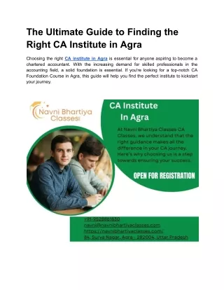 The Ultimate Guide to Finding the Right CA Institute in Agra