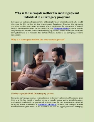 Why is the surrogate mother the most significant individual in a surrogacy program