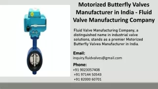 Motorized Butterfly Valves Manufacturer in India - Fluid Valve Manufacturing